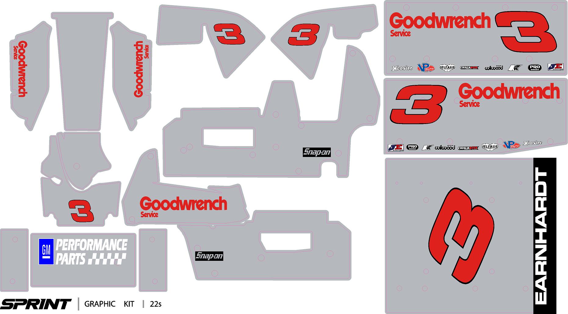 EARNHARDT 3 goodwrench Silver losi sprint car wrap
